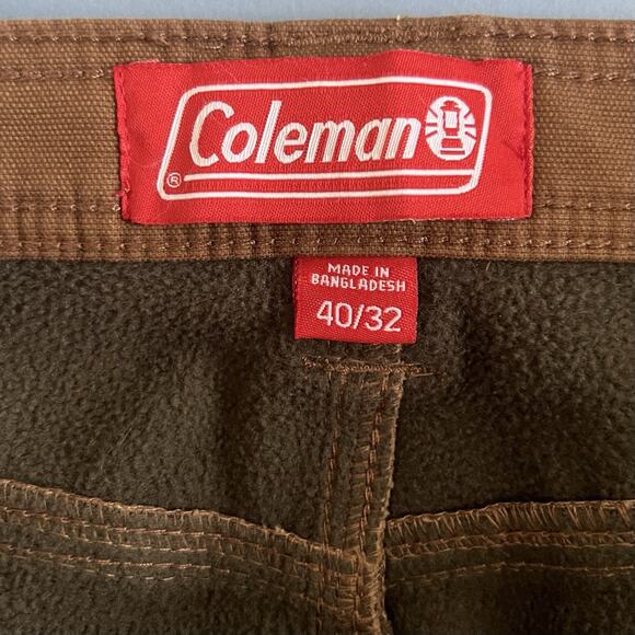 NWT Coleman Utility Canvas Fleece Lined Caramel Brown Bonded Pants - Picture 5 of 6